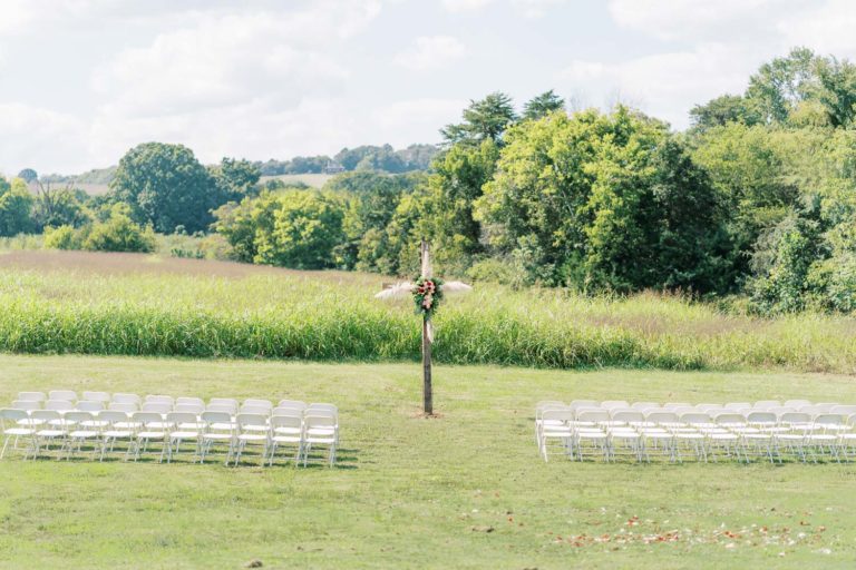 Outdoor wedding ceremony chair setups