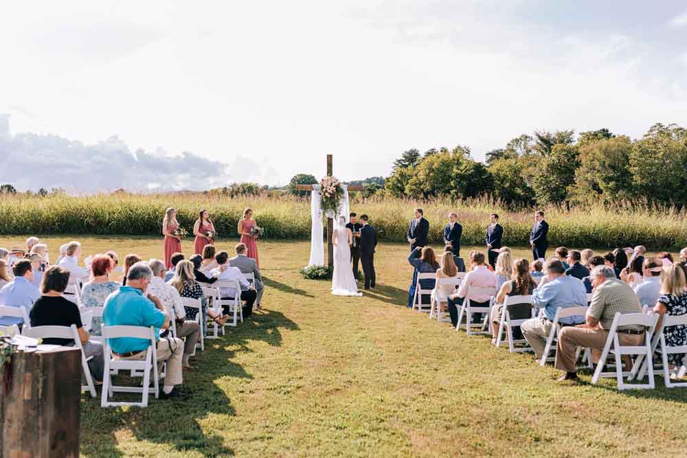 tennessee sunset wedding ceremony at the barn at Drewia hill